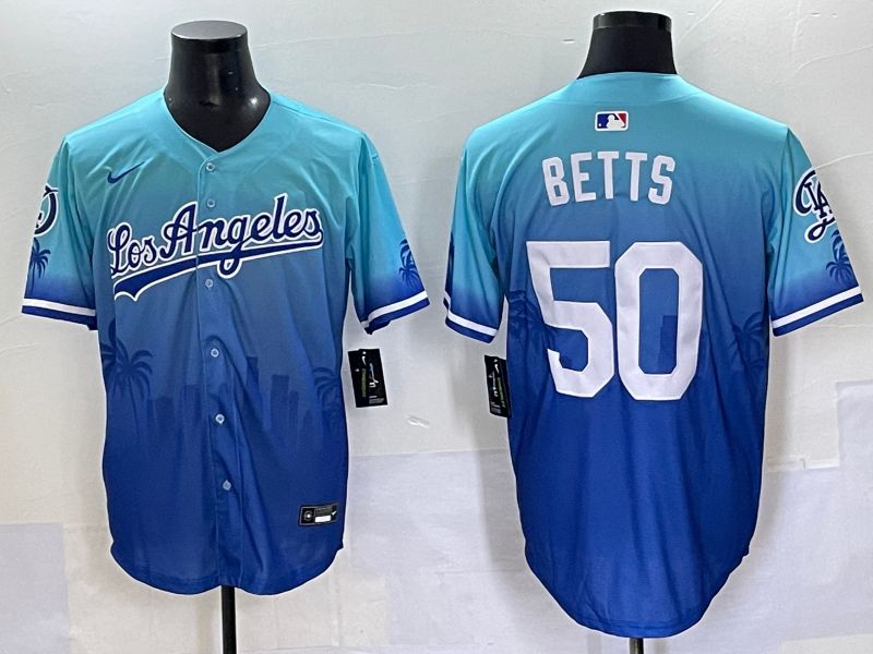 Men 2025 Los Angeles Dodgers 50 Betts Blue Nike MLB Jersey Daoqite style 1